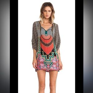 Tolani REVOLVE Maximalism Pattern Mini Sundress Silk Tunic Coverup Size XS